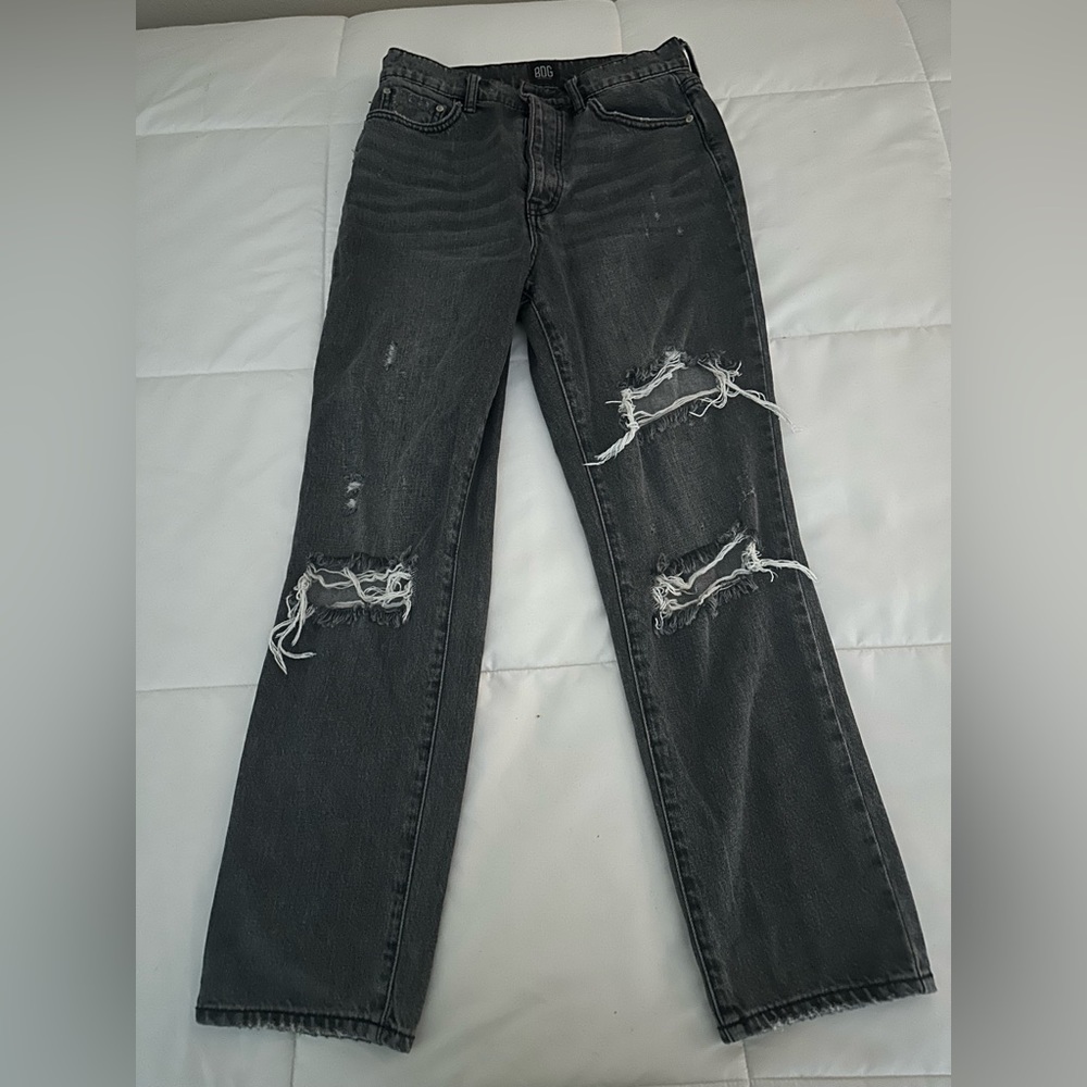 URBAN OUTFITTERS bdg grey ripped mom baggy jeans size 27